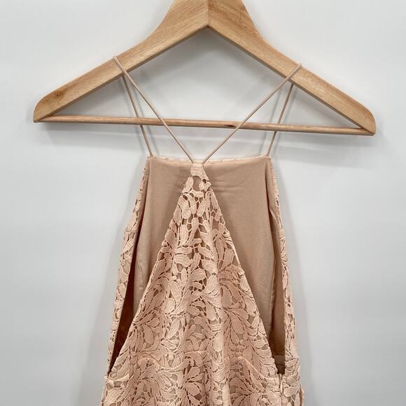 AIRLIE NWT Isolla Blush Lace Midi Strappy Halter Dress // 10 - Picture 10 of 13